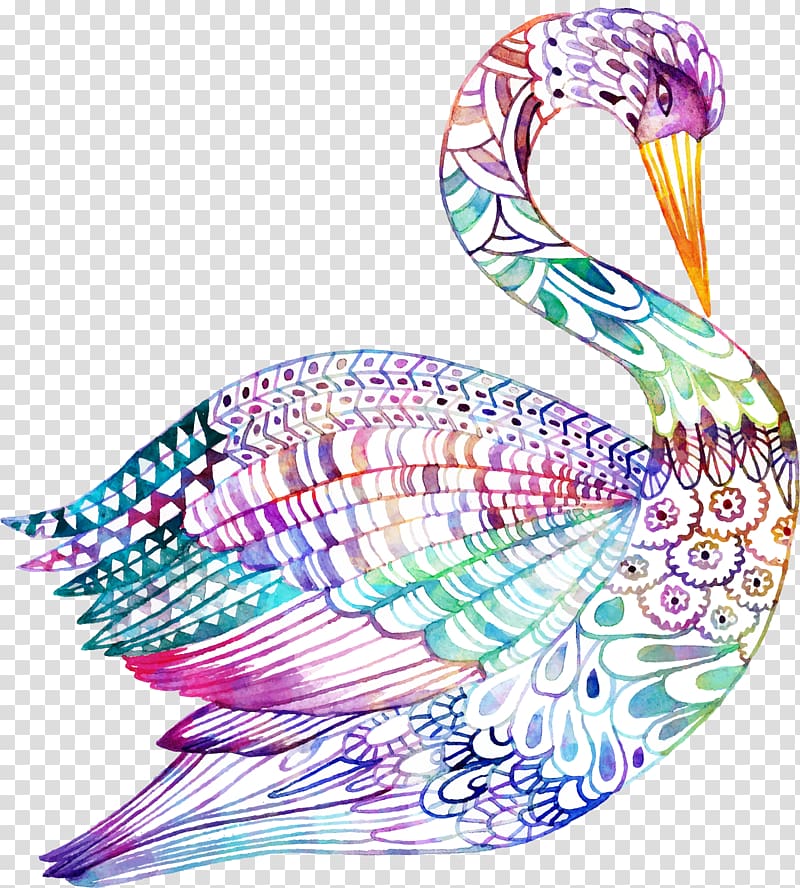 multicolored swan swan illustration, Mute swan Black swan Euclidean , Swan Lake transparent background PNG clipart