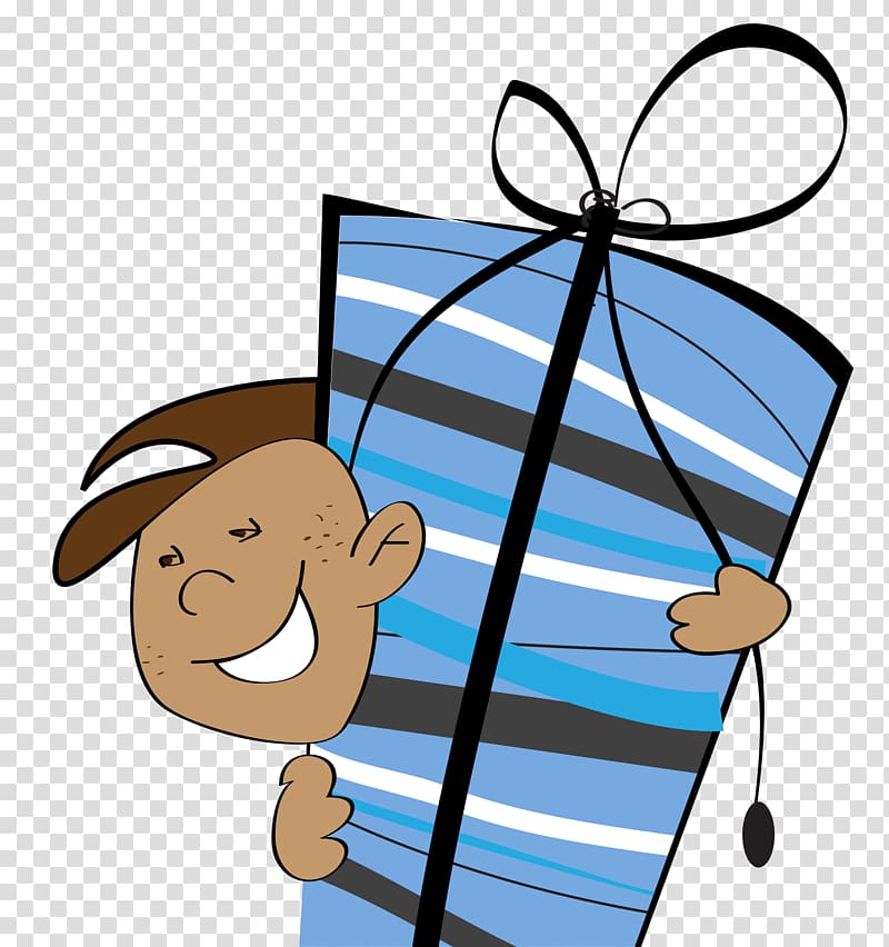 Gift Cartoon Illustration, A cartoon child holding a gift transparent background PNG clipart