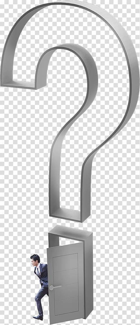 question mark illustration, Question mark, Question mark following a business man transparent background PNG clipart