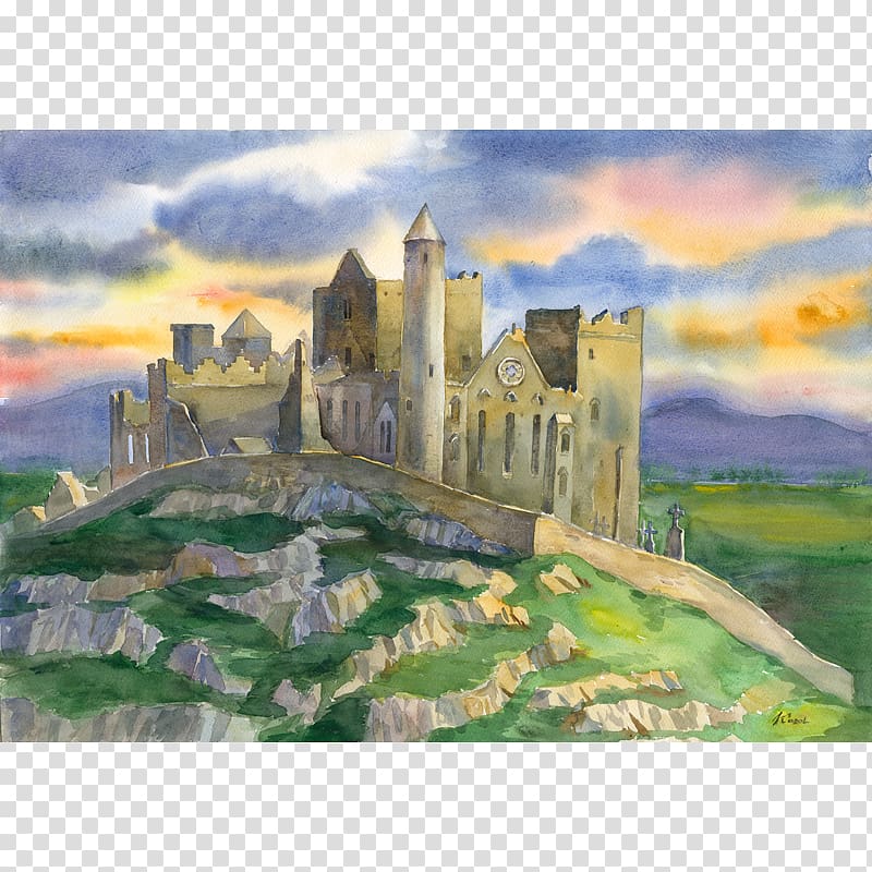 Rock of Cashel Kilkenny Galway Watercolor painting, painting transparent background PNG clipart