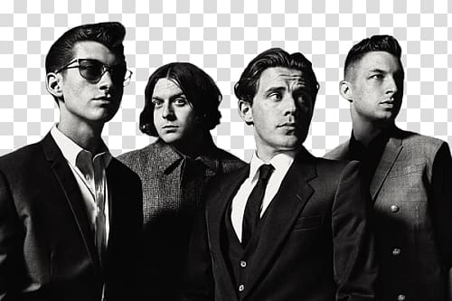 grayscale of four men, Arctic Monkeys transparent background PNG clipart