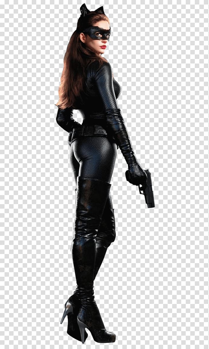 Catgirl holding gun, Anne Hathaway Cat Woman Standing transparent background PNG clipart