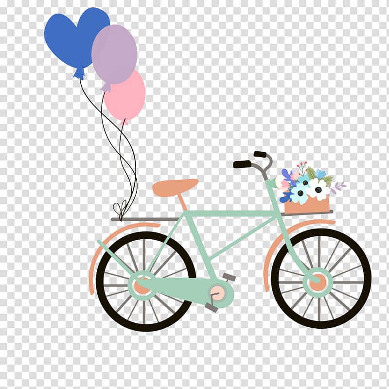 Bicycle Balloon, Cartoon bicycle transparent background PNG clipart