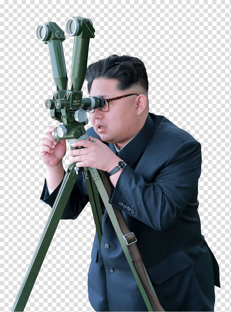 man using binoculars, Kim Jong Un Checking transparent background PNG clipart