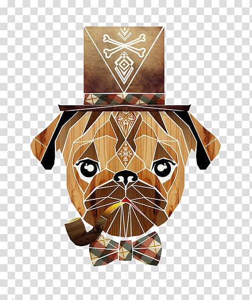 Pug Jigsaw puzzle Hipster Animal Illustration, Free smoking a pipe puppy to pull material transparent background PNG clipart