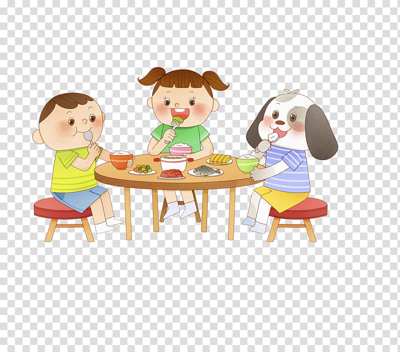 Eating Child Food Cartoon, Children eat transparent background PNG clipart