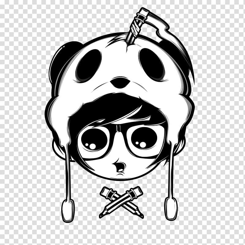 Giant panda Doodle Art Pattern, Tumblr sticker transparent background PNG clipart