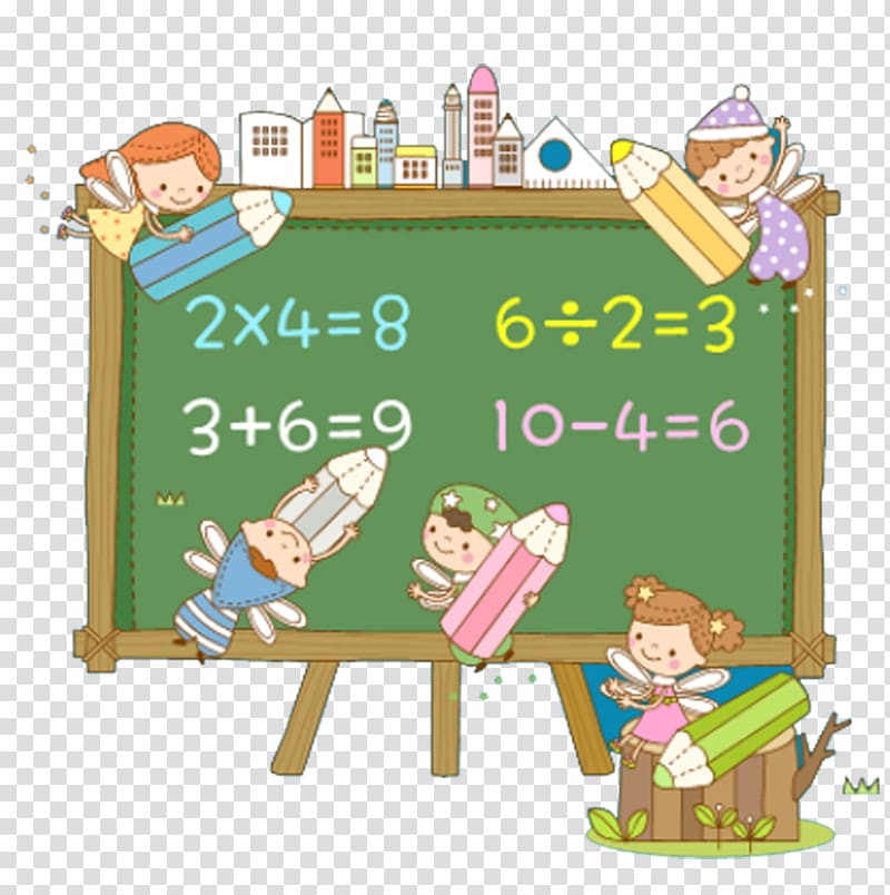 Mathematics Cartoon Euclidean Illustration, Green chalkboard transparent background PNG clipart