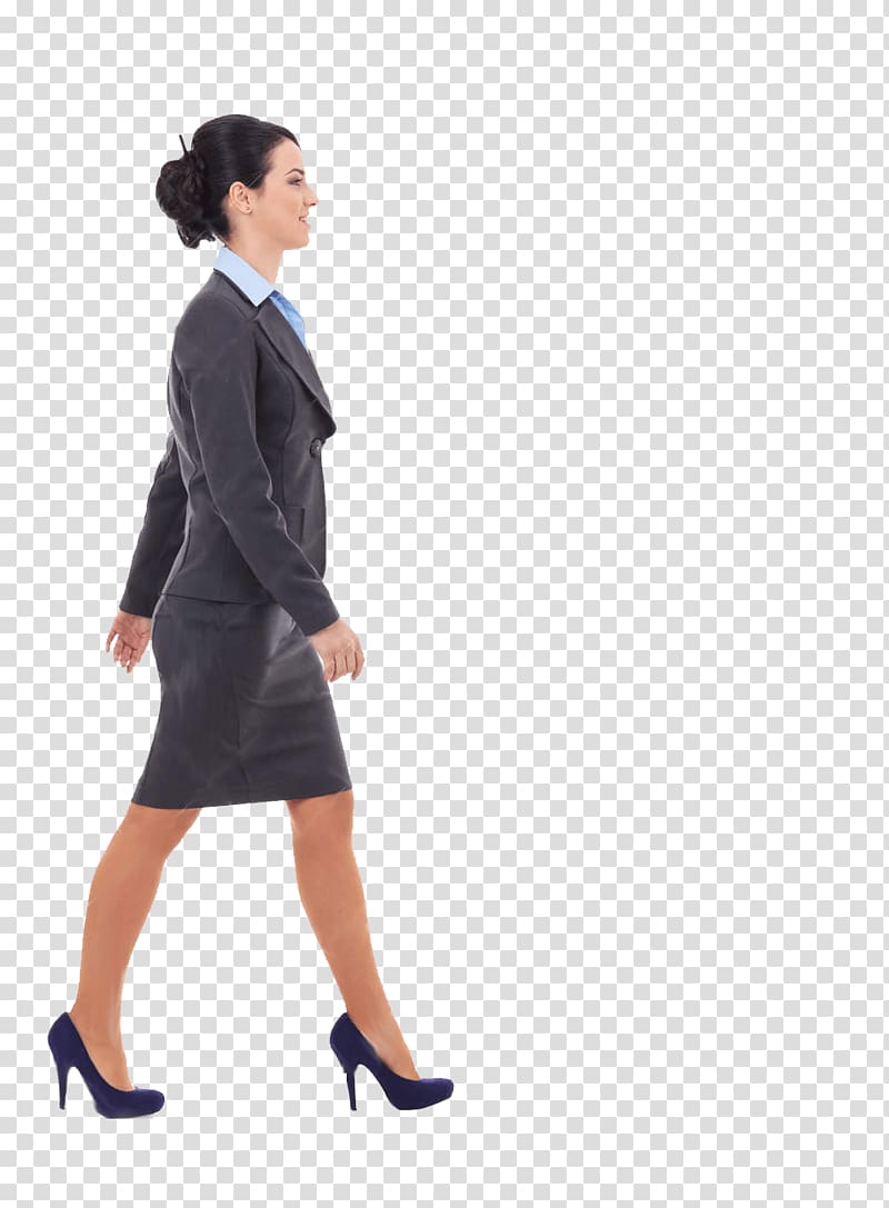 woman wearing grey blazer and grey skirt, Businessperson Walking Woman, business woman transparent background PNG clipart