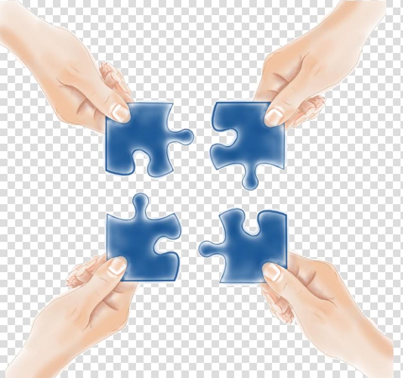 four blue jigsaw puzzle illustration, Collaboration Teamwork Information Gratis, Excellent team transparent background PNG clipart