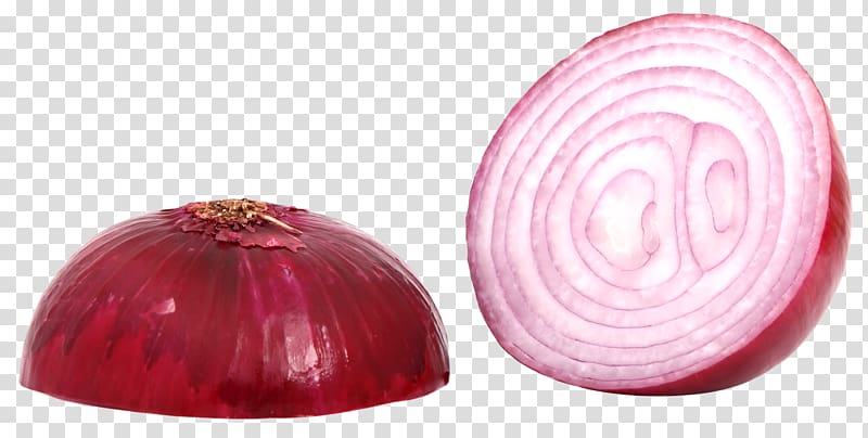 two slices of onion, Red onion, Red Sliced Onion transparent background PNG clipart