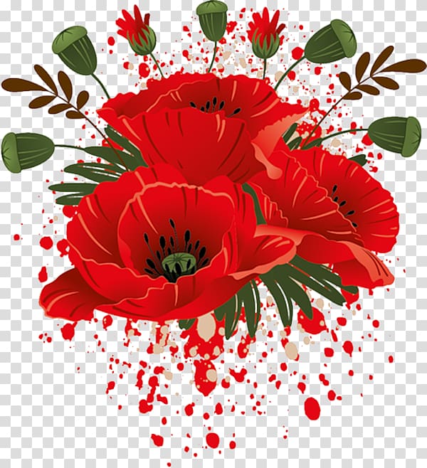 Poppy Garden roses Flower Drawing Red, flower transparent background PNG clipart