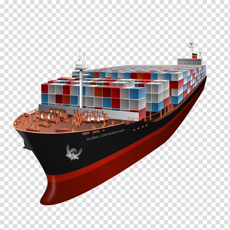 cargo ship illustration, Panamax Boat Cargo Watercraft, Cartoon red boat transparent background PNG clipart