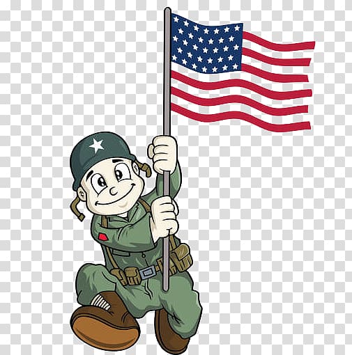 Soldier Cartoon , Soldiers running with flags transparent background PNG clipart