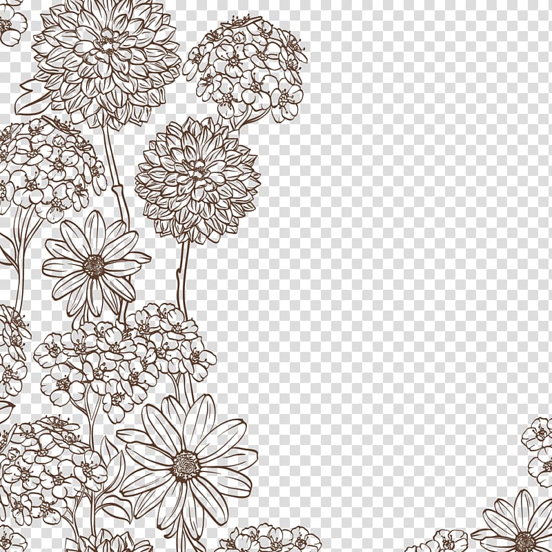 flowers , Flower Color Pattern, Sketch of floral elements transparent background PNG clipart