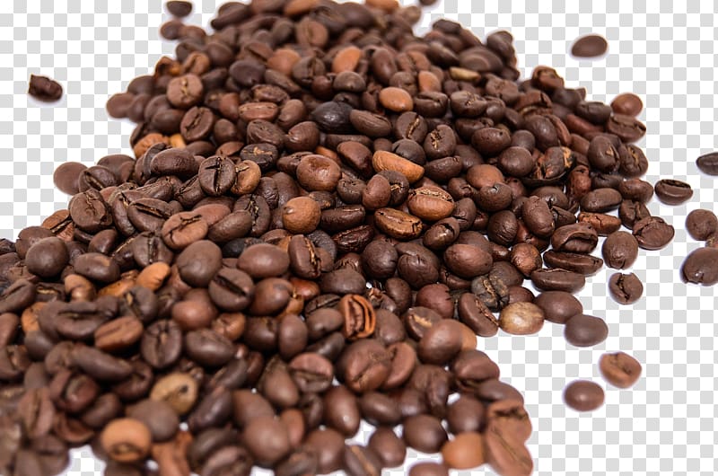 Coffee bean Espresso Cafe Green tea, A pile of coffee beans transparent background PNG clipart