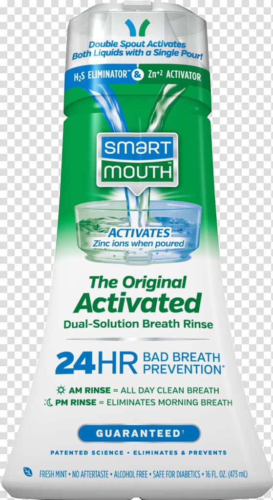 Smartmouth Original Activated Mouthwash Bad breath Human mouth Xerostomia, toothpaste transparent background PNG clipart