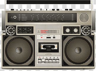 gray and black boombox , Old Audio Cassette Player transparent background PNG clipart