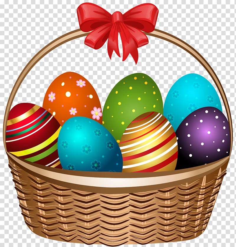 basket of easter egg illustration, Easter Bunny Easter basket , Easter Basket transparent background PNG clipart