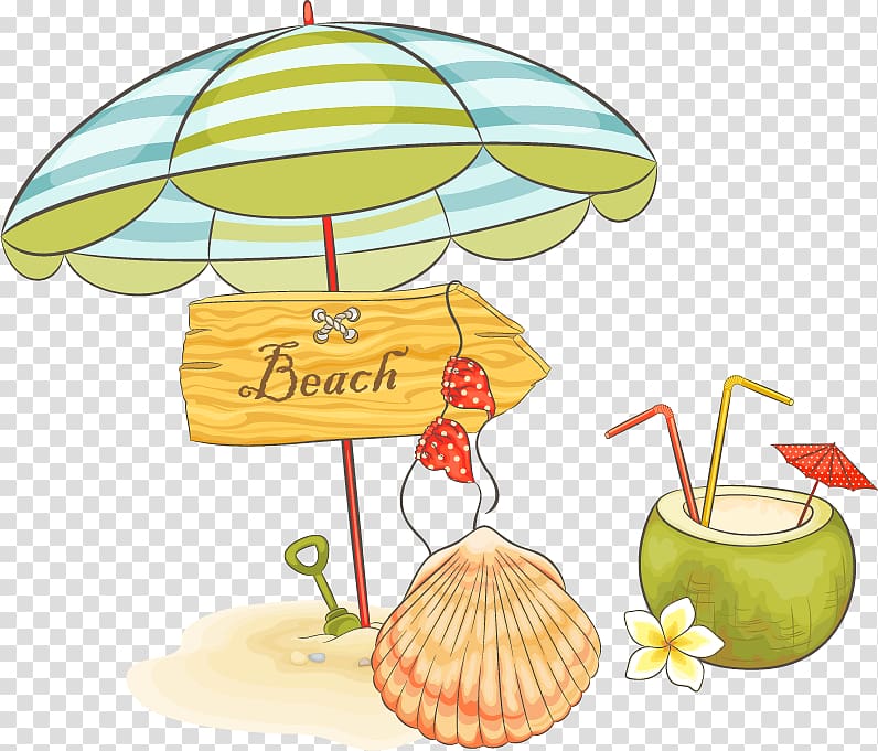 Beach Cartoon , Parasol Summer material transparent background PNG clipart