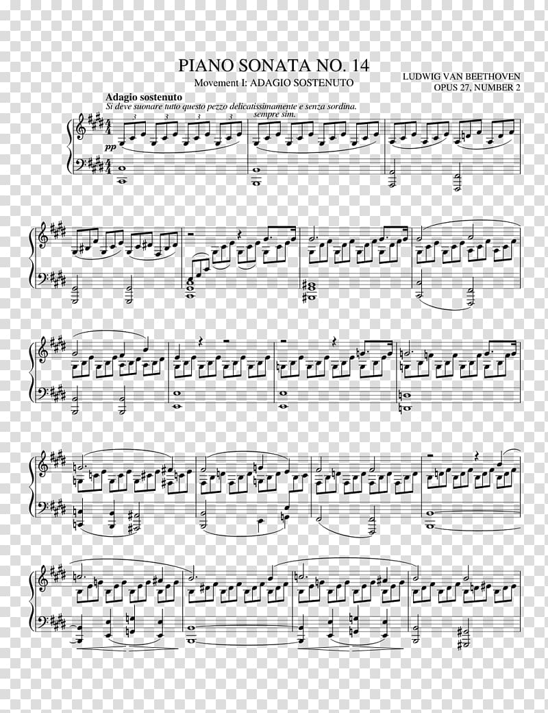 Sheet Music Piano Sonata No. 14, playing piano transparent background PNG clipart