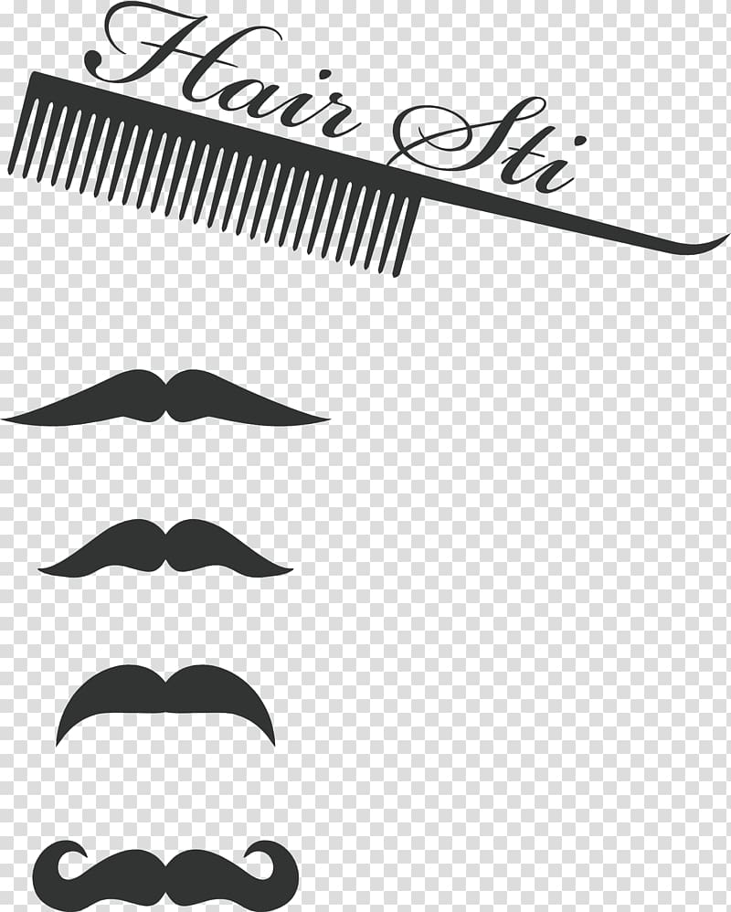 Comb Moustache Barber Hair, Beautiful haircut and mustache comb transparent background PNG clipart