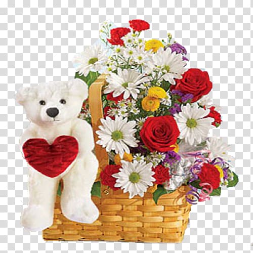 Teddy bear Flower delivery Flower bouquet, girl heart transparent background PNG clipart
