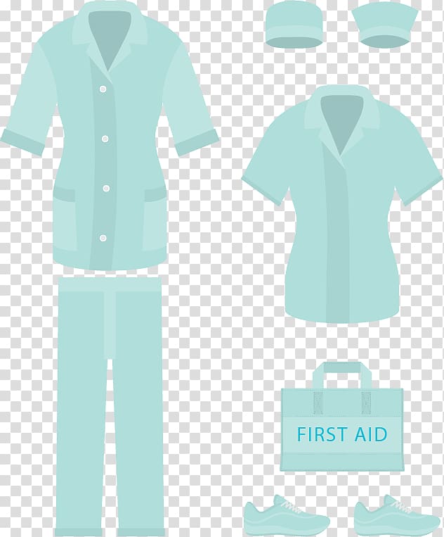 T-shirt Nurse uniform Clothing Nursing, Cyan Nurse Suit transparent background PNG clipart