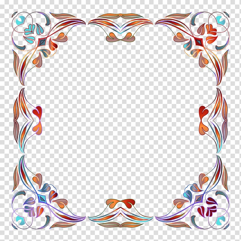 orange and purple filigree frame, frame , Floral Border transparent background PNG clipart