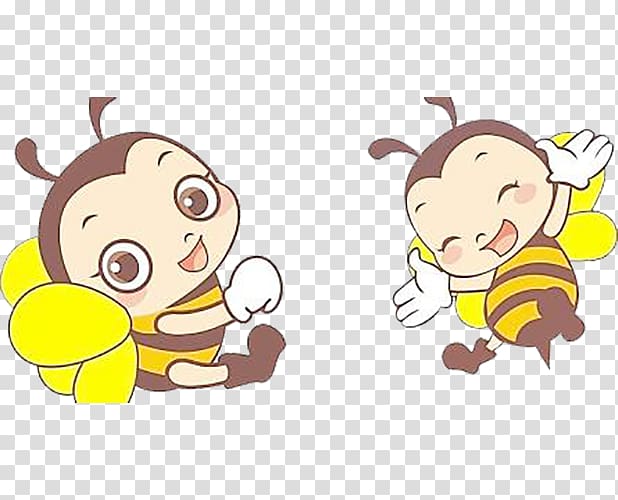 Cartoon Honey bee, Cute little bee transparent background PNG clipart