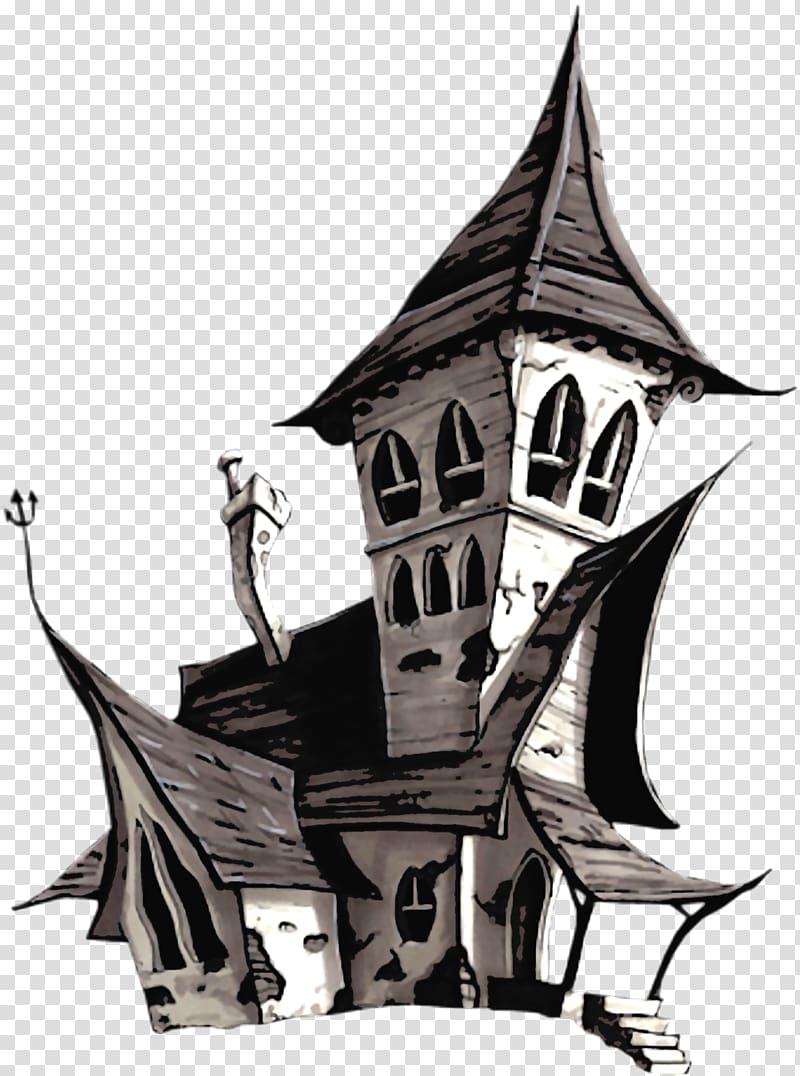 Halloween Jack-o'-lantern , Halloween White House , black and gray house illustration transparent background PNG clipart