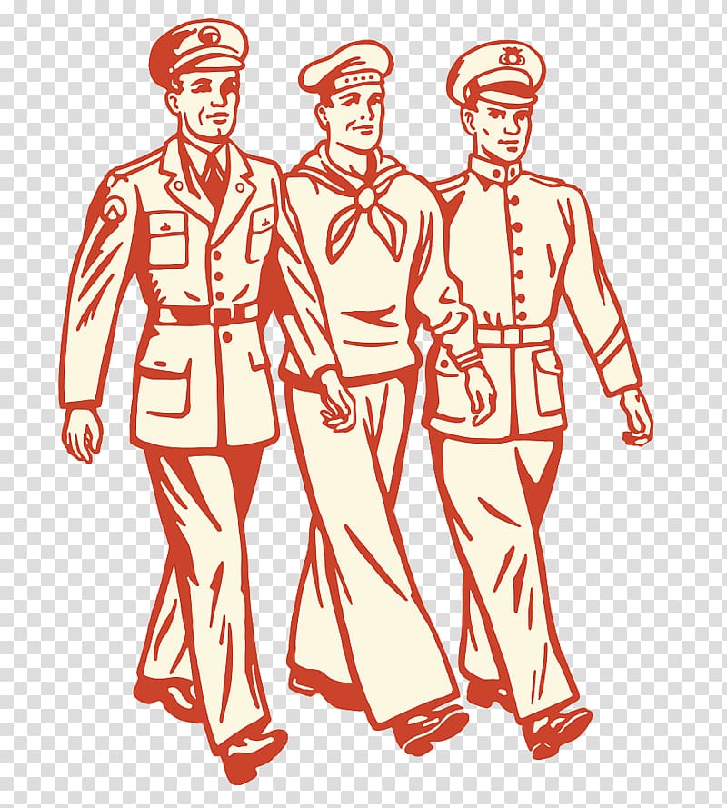 United States Military Soldier Army officer Illustration, PPT elements in hand drawn military units transparent background PNG clipart