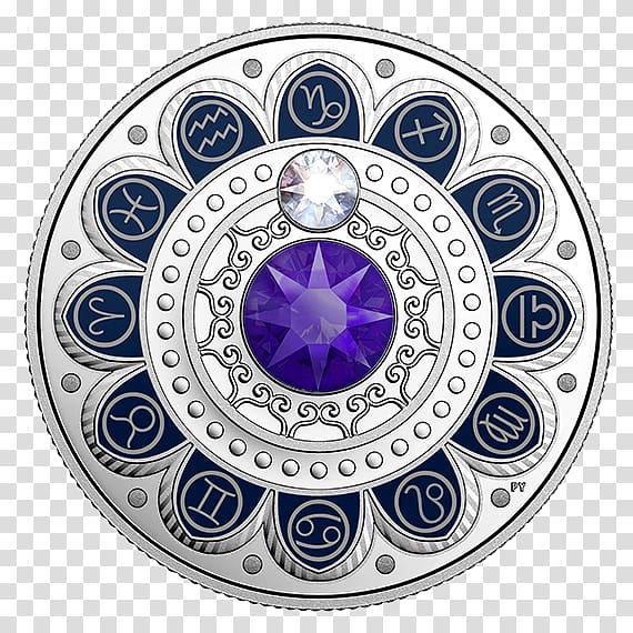 Zodiac Astrological sign Silver coin Aquarius, Coin transparent background PNG clipart