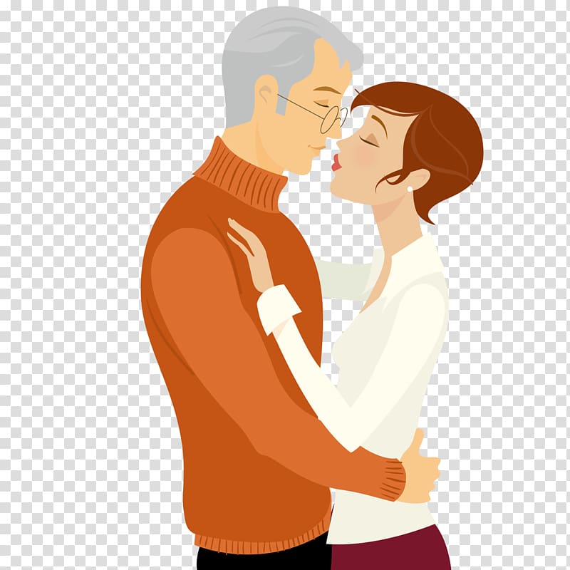 Cartoon Significant other Kiss Illustration, Golden couple transparent background PNG clipart