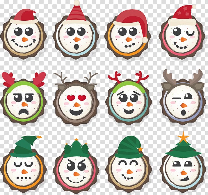 Christmas , Twelve kinds of expressions snowman transparent background PNG clipart