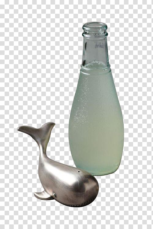 Glass bottle Whale, Decorative bottles and small whales transparent background PNG clipart