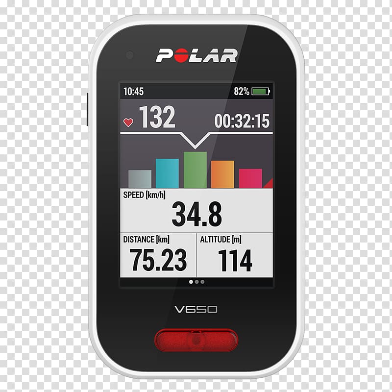 Heart rate monitor Polar V650 Polar, V650 Cycling Computer with Heart Rate and Bag Polar Electro, cycling transparent background PNG clipart