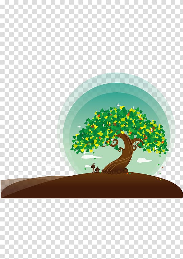 green and yellow leaf tree illustration, Tree Trunk Euclidean , tree transparent background PNG clipart