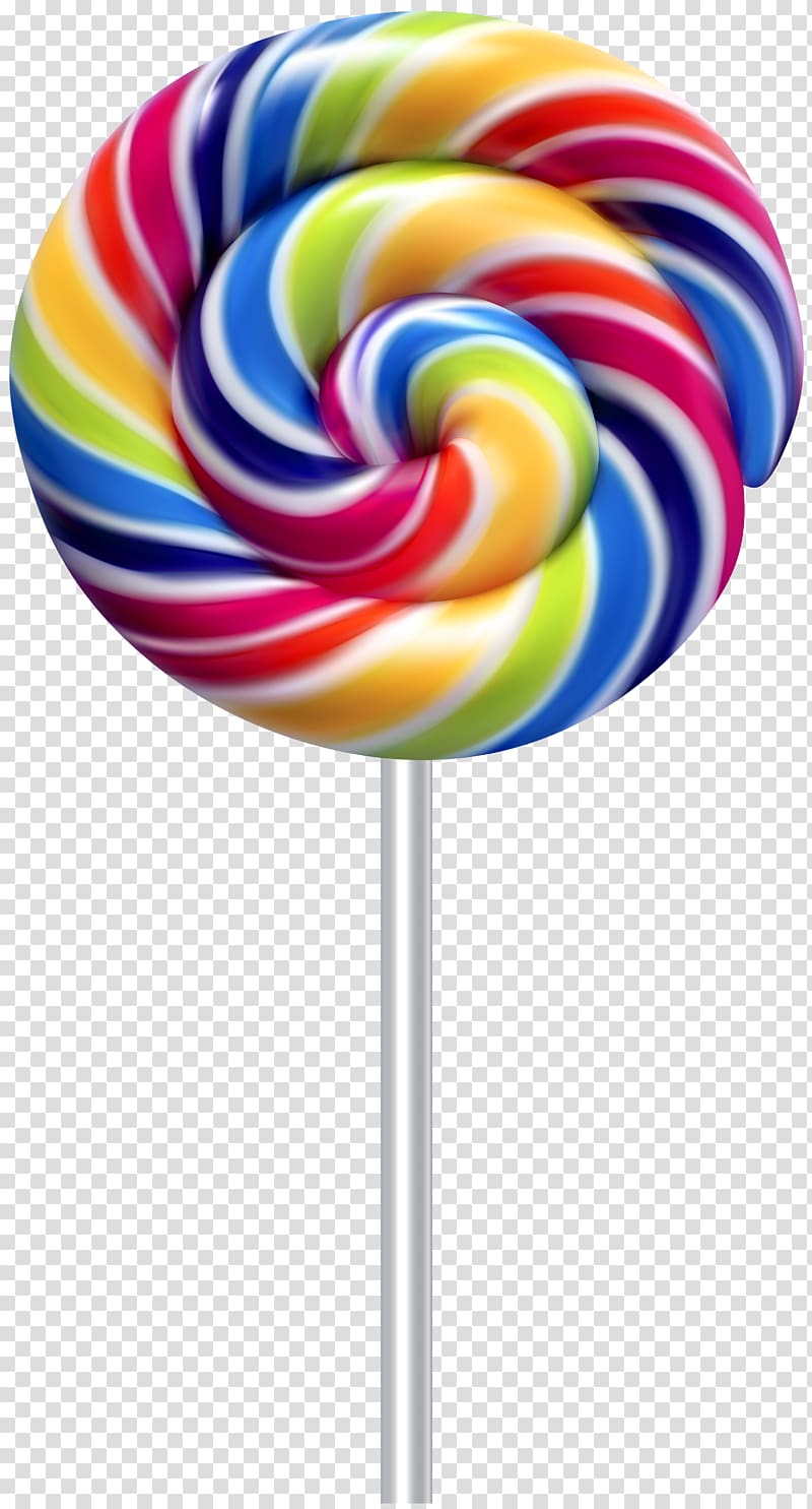 multicolored lollipop candy, Lollipop Stick candy , Multicolor Swirl Lollipop transparent background PNG clipart