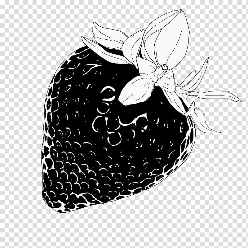 Black and white Auglis, Hand-painted strawberry transparent background PNG clipart
