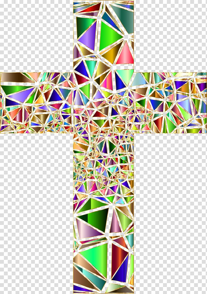 Stained glass Window Christian cross , glass transparent background PNG clipart