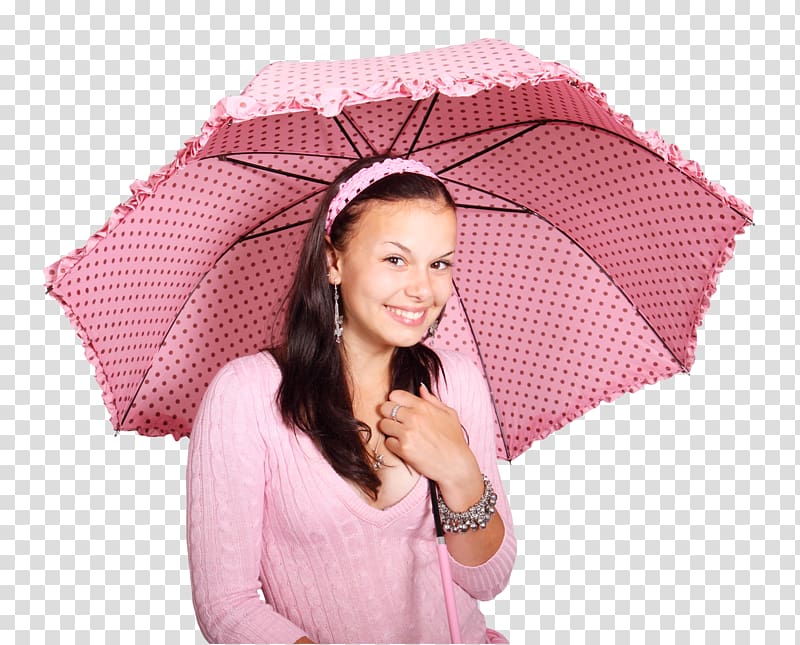 girl holding pink umbrella, Application software, Beautiful Young Girl With Umbrella transparent background PNG clipart