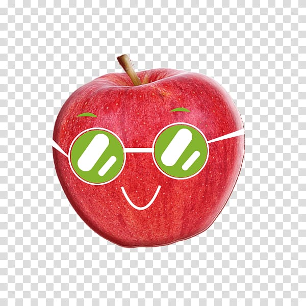 Designer Apple , Wearing green glasses smiling apples transparent background PNG clipart