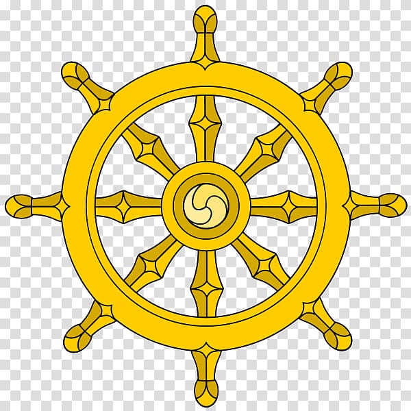 yellow ship's wheel illustration, Wheel Of Dharma Yellow transparent background PNG clipart
