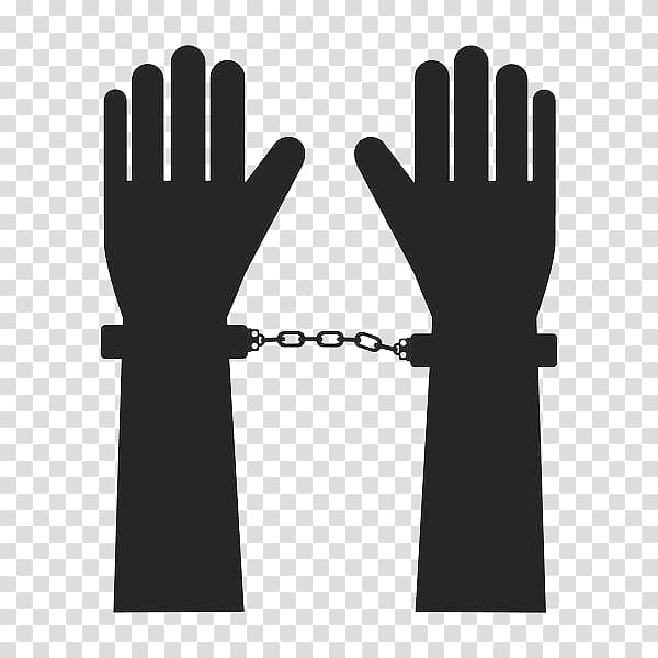 handcuffed illustration, Handcuffs Glove Illustration, Black in handcuffs silhouette transparent background PNG clipart