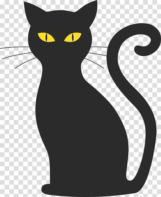 Black cat Silhouette , Cat transparent background PNG clipart