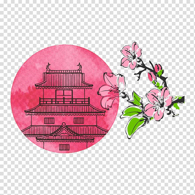 Japan Illustration, Japanese style cherry transparent background PNG clipart