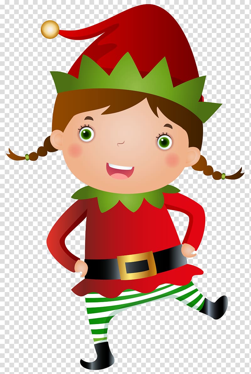 girl wearing santa Claus costume , Santa Claus Christmas elf , Elf Girl transparent background PNG clipart