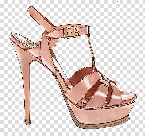 Shoe Fashion illustration Drawing High-heeled footwear, Hand-painted heels transparent background PNG clipart