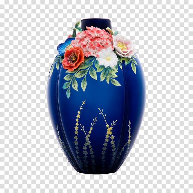 Vase Franz Porcelain Cobalt blue Urn, vase transparent background PNG clipart